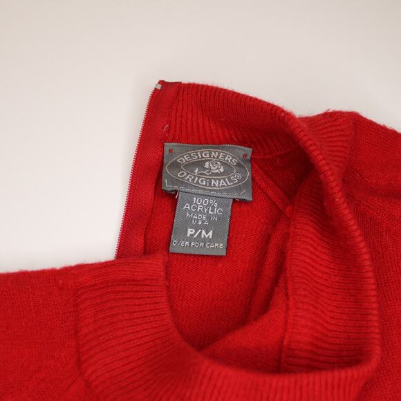 Designers Originals Red Mock Neck Zip Back SUPER SOFT SWEATER sz Petite M - Picture 5 of 6